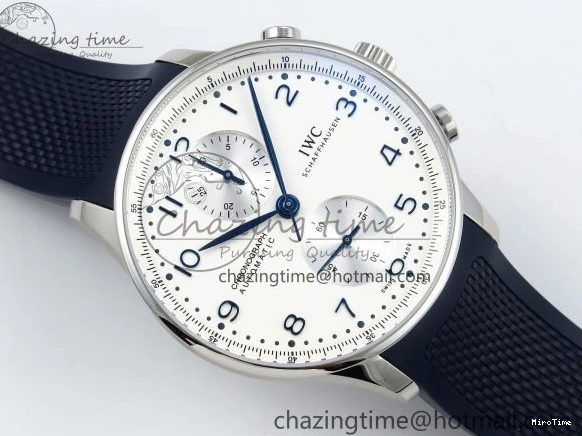 MIROTIME 0511 Casual Portuguese Chrono IW3716 Z+F 1:1 Best Edition White Dial on Blue Rubber Strap A 7016